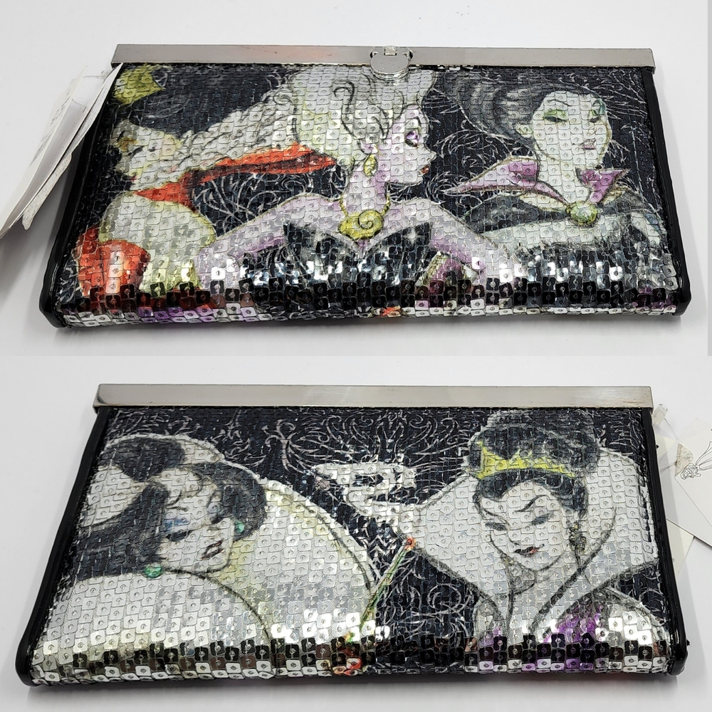 Disney Sequined Villains Frame Wallet in Black, White, Purple, Red